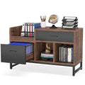 2 Drawer Wood File Cabinet with Storage Shelves I2357