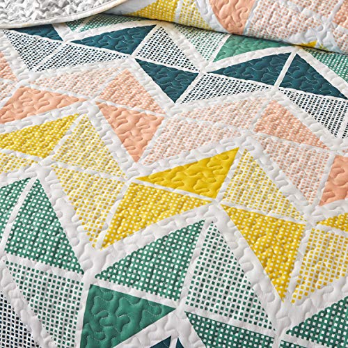 3 Piece Reversible Quilt Set King Size 102x90 Soft Microfiber Lightweight Coverlet Bedspread Summer Comforter Set Bed Cover Blanket Colorful Dots I6650