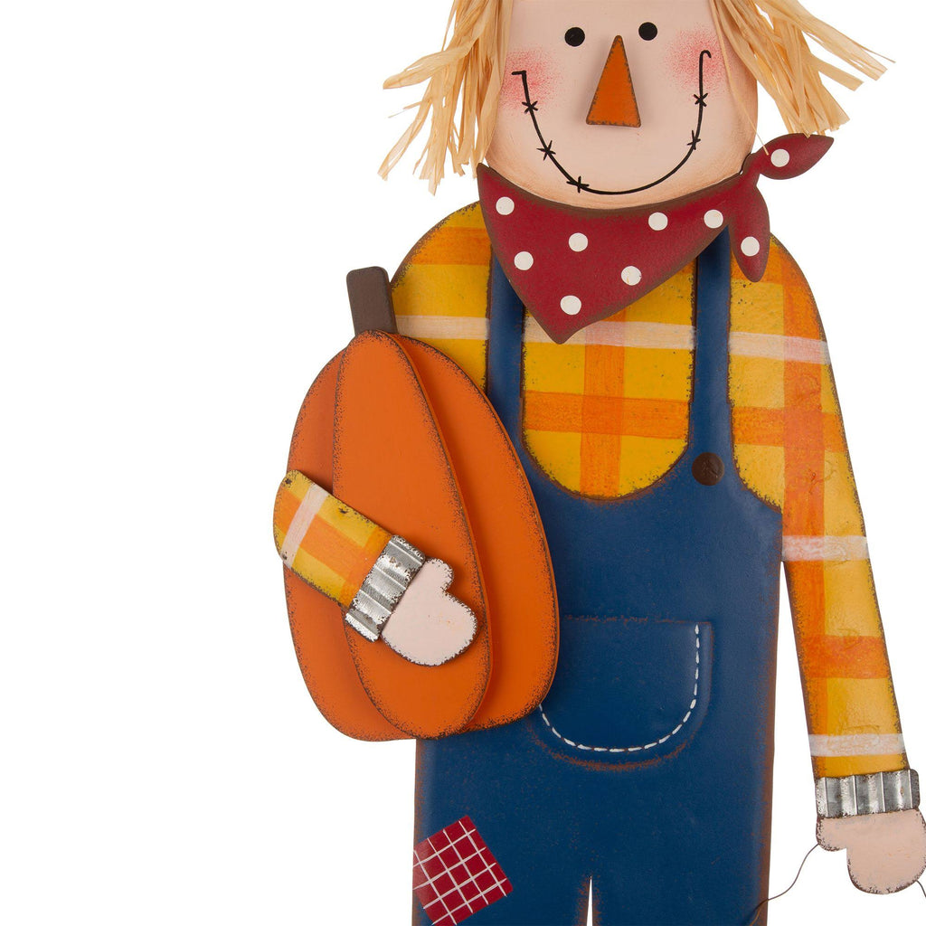 Orange and Blue Scarecrow Yard Stake Sign Decor Q87344