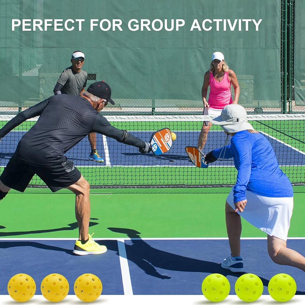 Multicolor Basswood Pickleball Paddles Set with Balls I593981