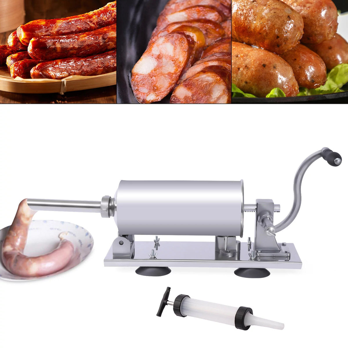 8LBS/4L Manual Stainless Steel Sausage Stuffer I35058