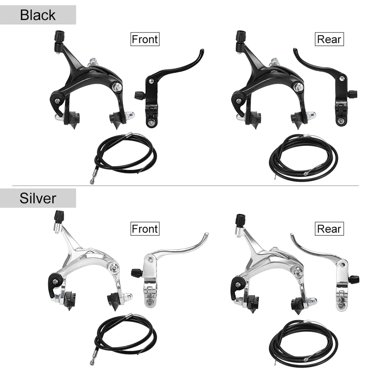 Front Rear Fixie Bike Brake Kit Road Bike Cruiser Brake Set Caliper Side Pull Brake Set R95546