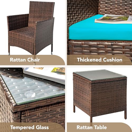 3 Pieces PE Rattan Wicker Chairs with Table Z60185