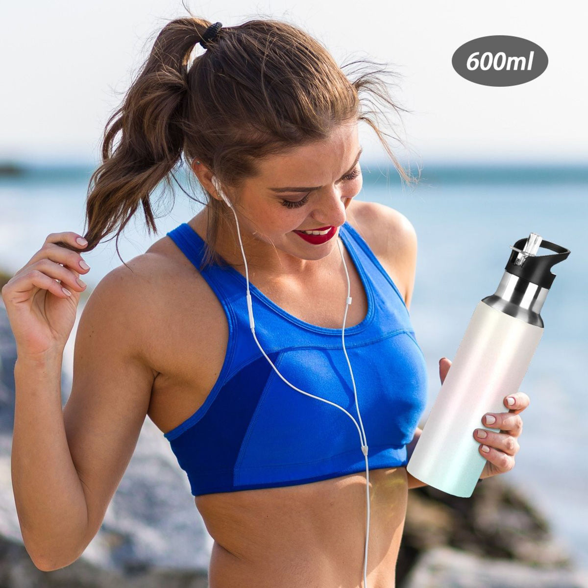 20 OZ Stainless Steel Vacuum Insulated Water Bottle with Straw Lid T235372