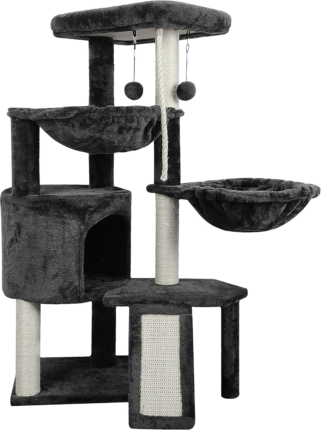 Darkgray Cat Tree with Cat Condo and Two Hammocks N3142