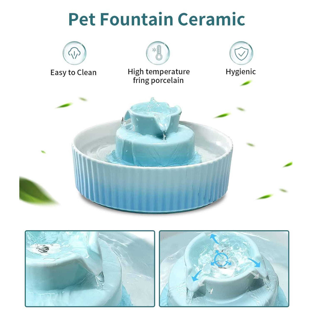 Ceramic Cat Water Fountain, 2.1 L Drinking Fountain Bowl W473799