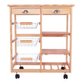 Rolling Wood Kitchen Cart with Drawers Y647948