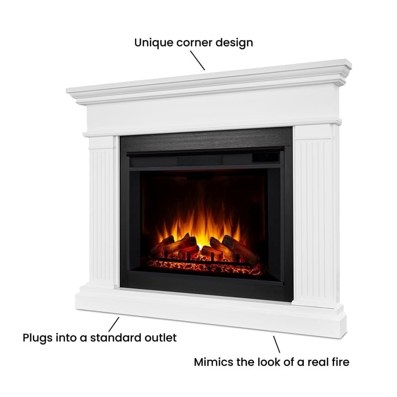 White Corner Electric Fireplace Mantel Heater with Remote Control K56122