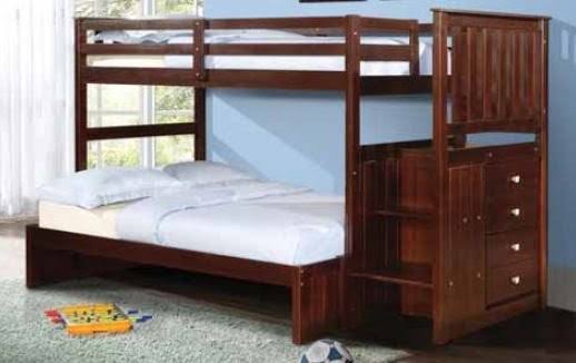 Dark Cappuccino Twin Over Full Stairway Bunk Bed U819484