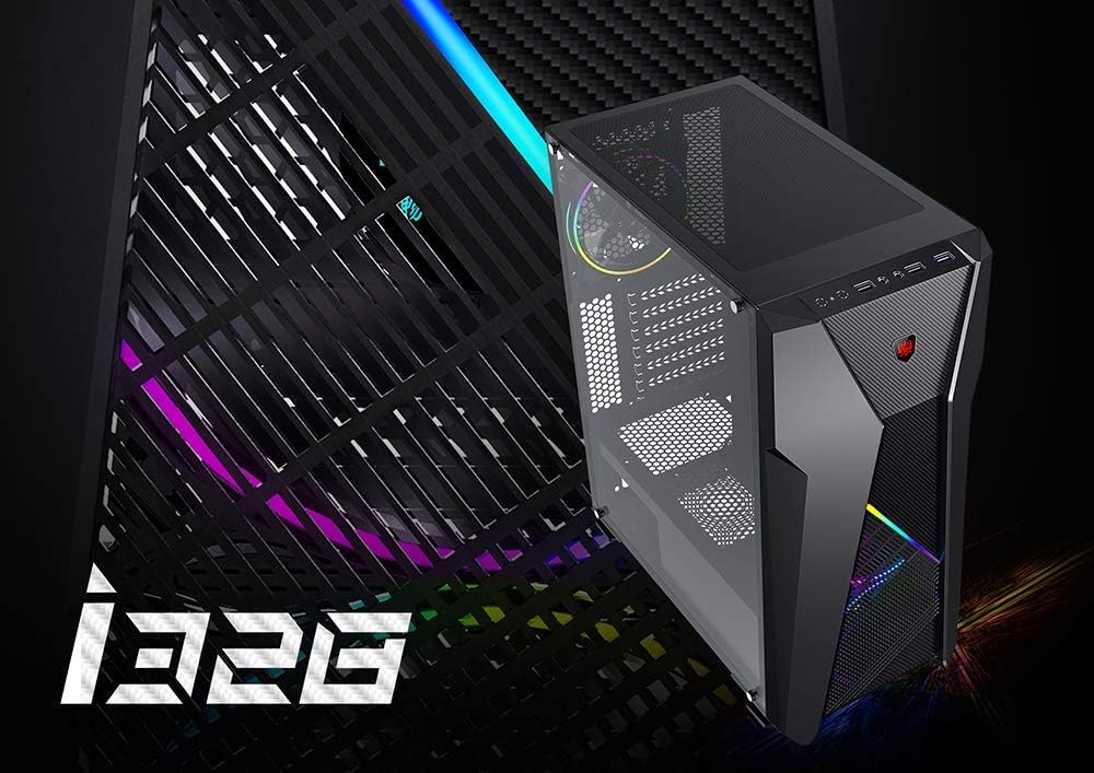 ATX Desktop Computer Case with ARGB LED Fans and Tempered Glass Side Panel Pack of 2 C44176
