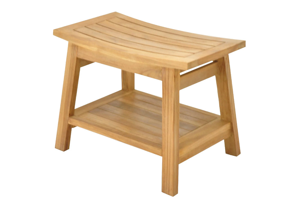 Teak Wood Shower Seat Outdoor Patio Stool Bench Q9343