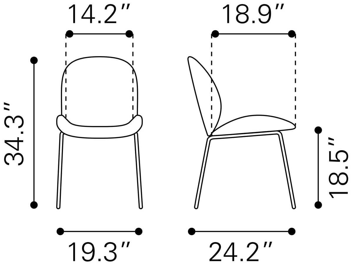 Gray Dining Chair Set of 2 B798614