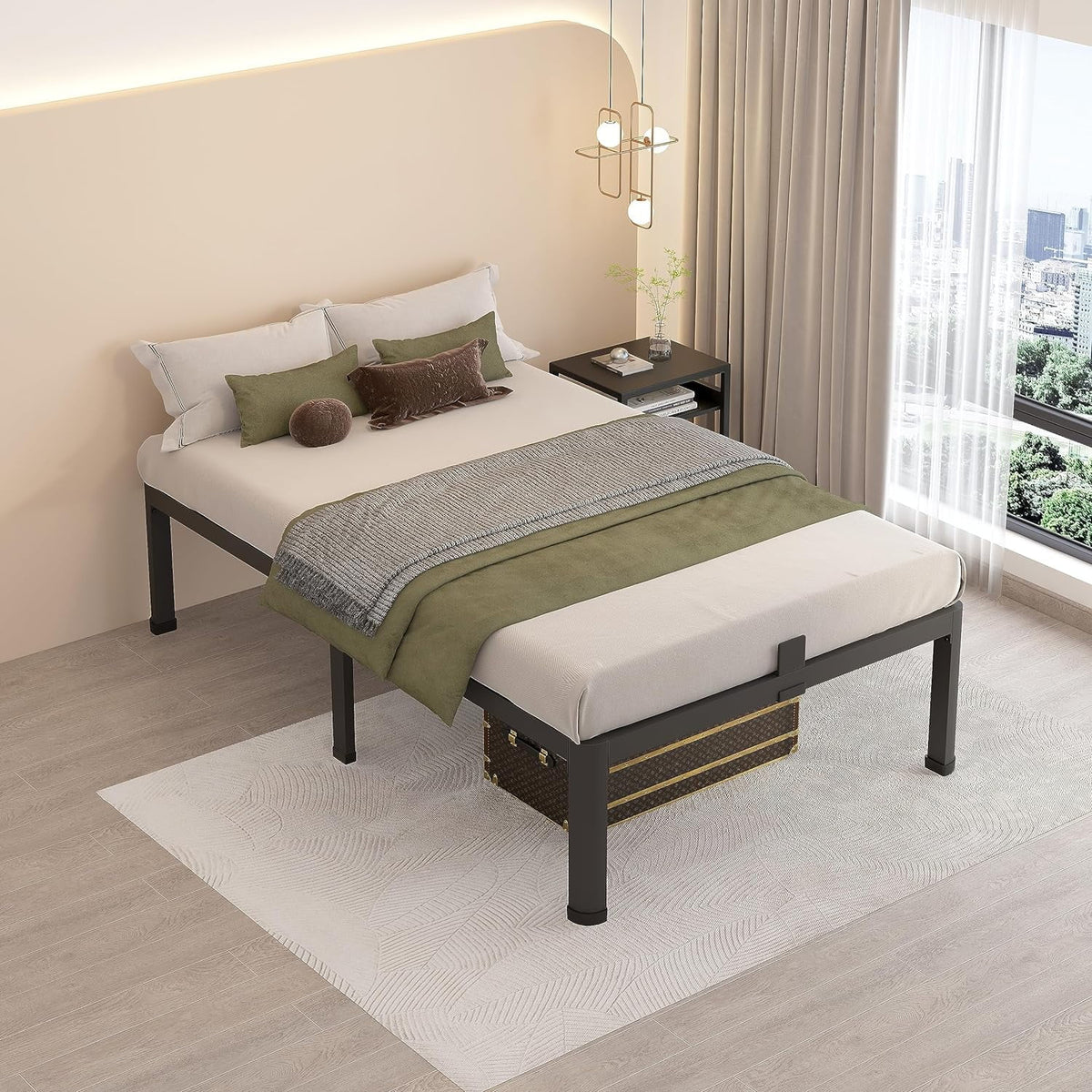 12 Inch Twin Metal Platform Bed Frame with Steel Slats F219