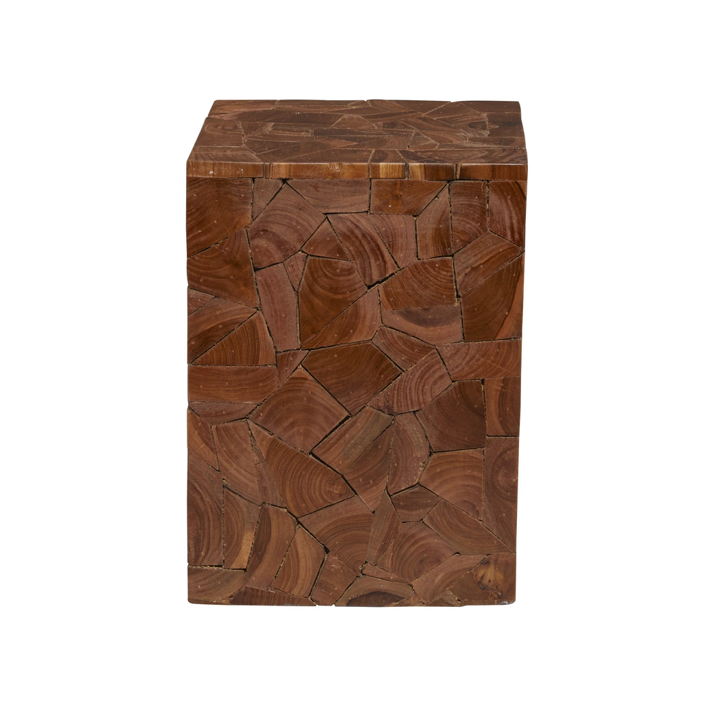 12" x 16" Brown Teak Wood Accent Table U52093