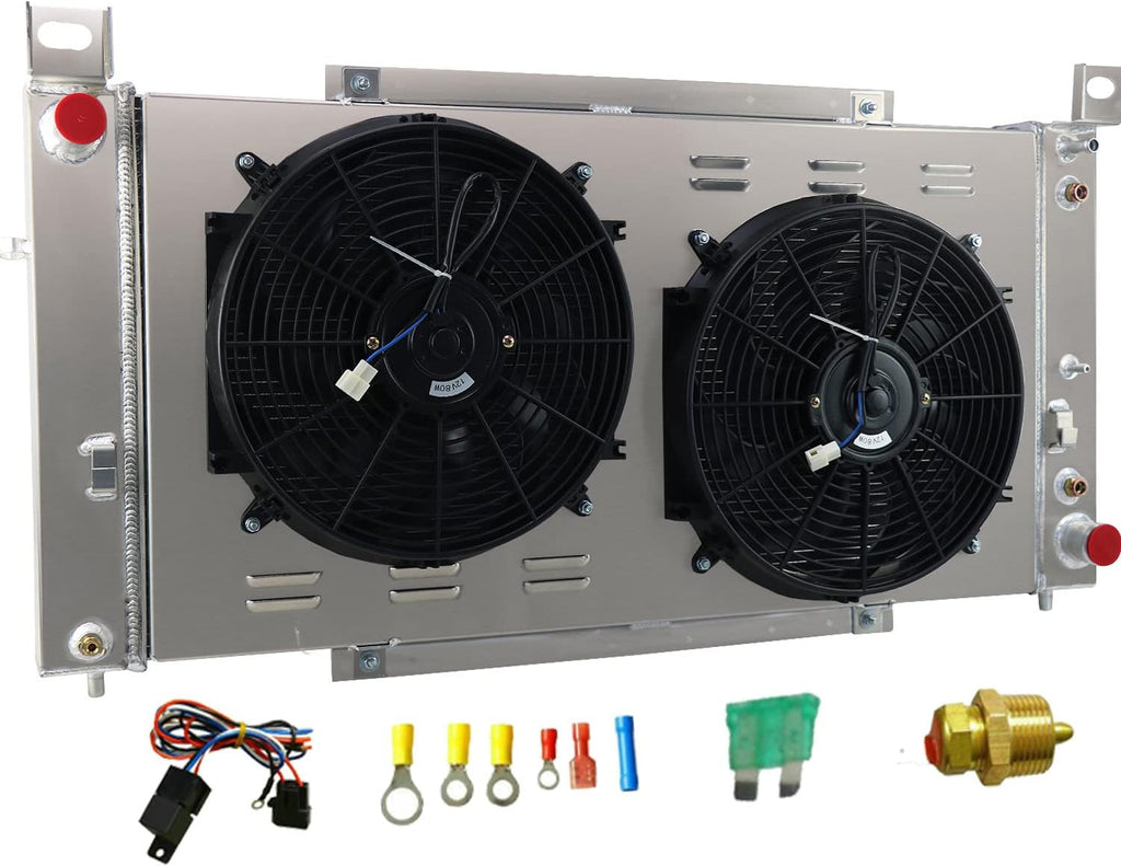 Aluminum 3 Row Radiator with Shroud and 2 x 14" Fan Relay O467715