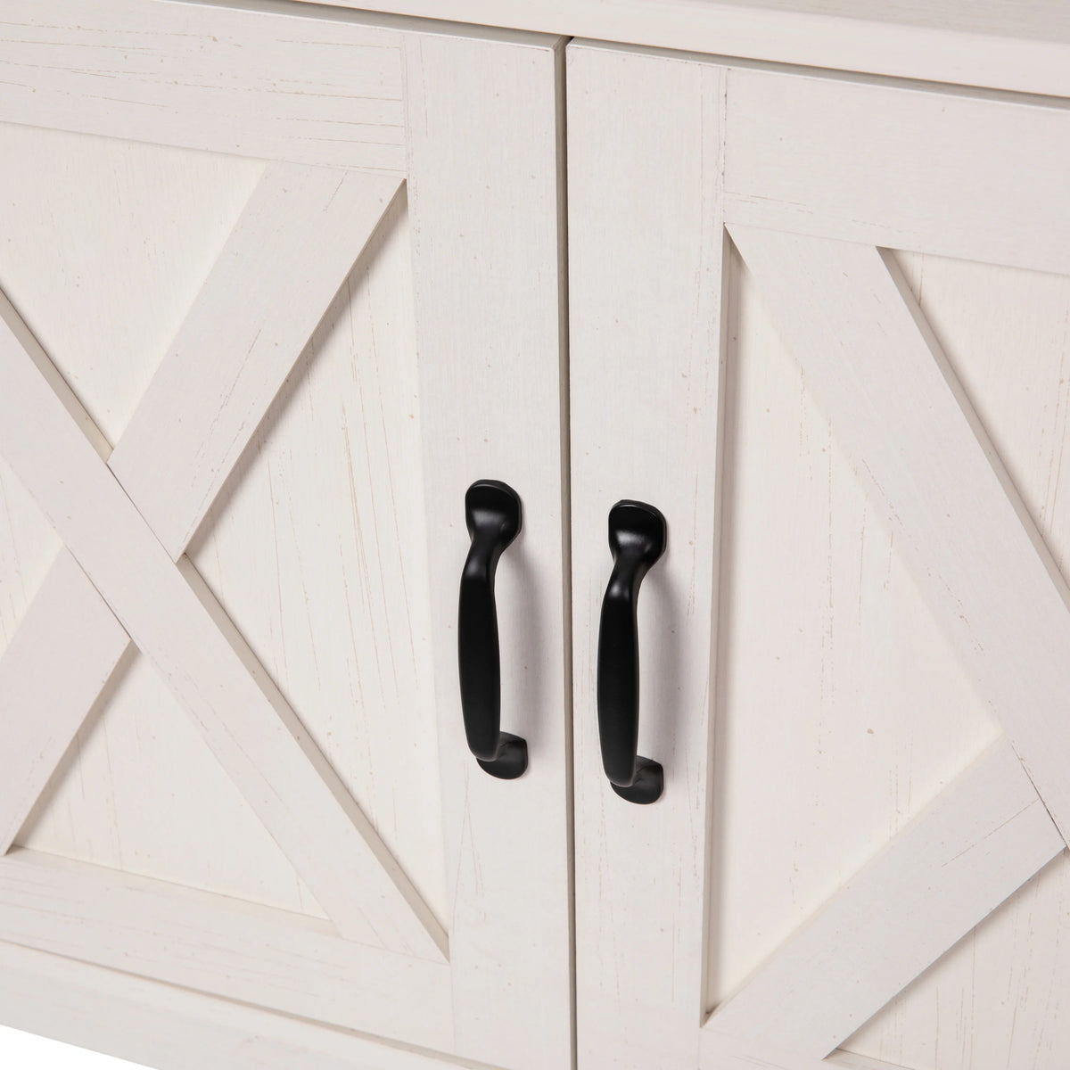 60" White Media Console with Rustic Oak Top U607