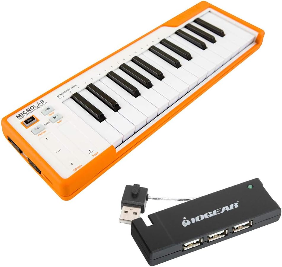 Compact USB-MIDI Controller with 4-Port USB 2.0 Hub Bundle V301