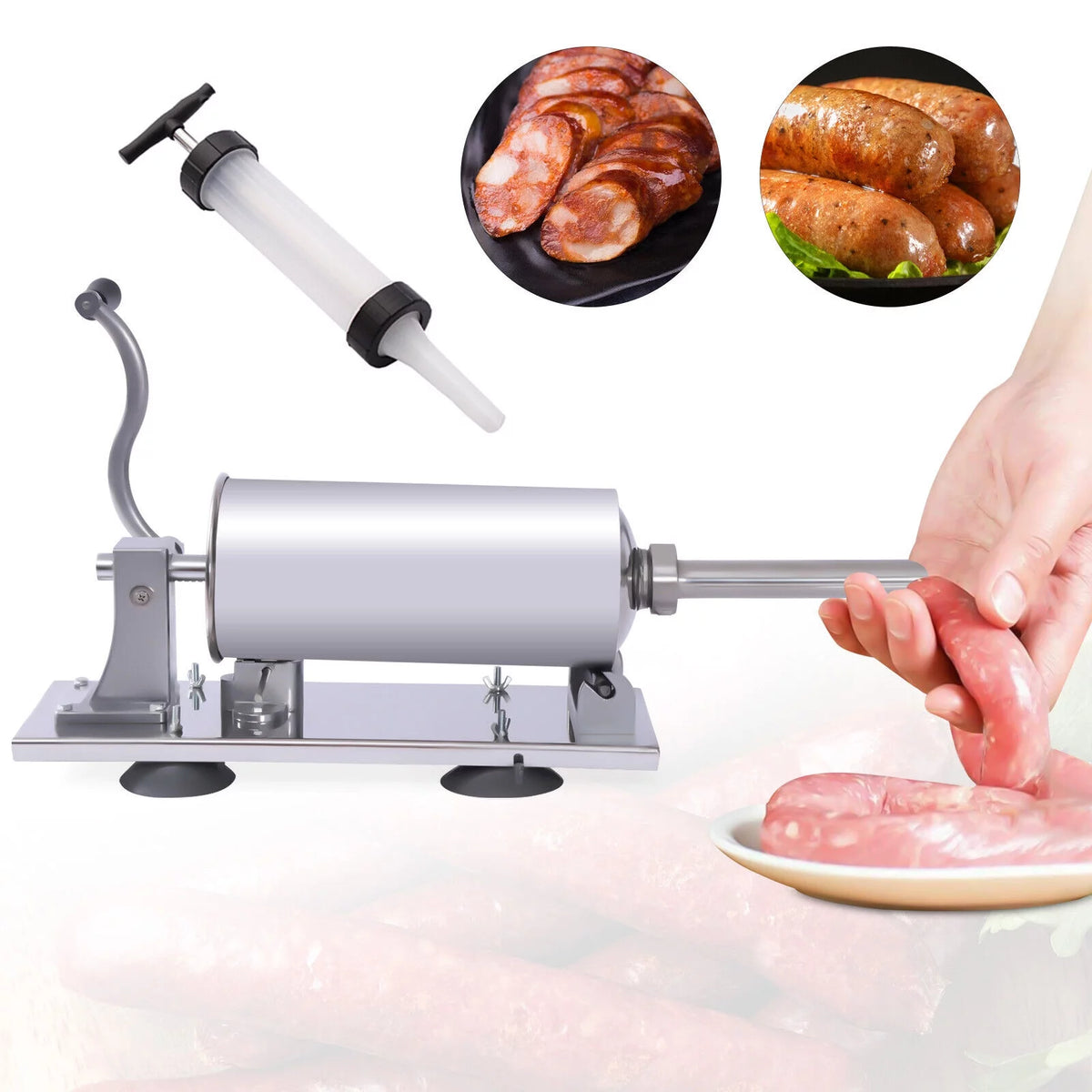 8LBS/4L Manual Stainless Steel Sausage Stuffer I35058