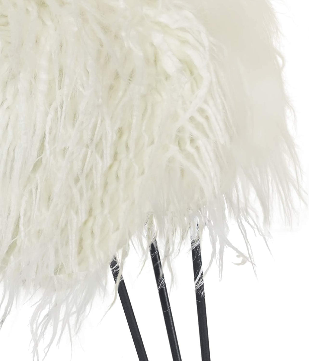 Faux Fur Ottoman Footrest with Metal Legs White B616847