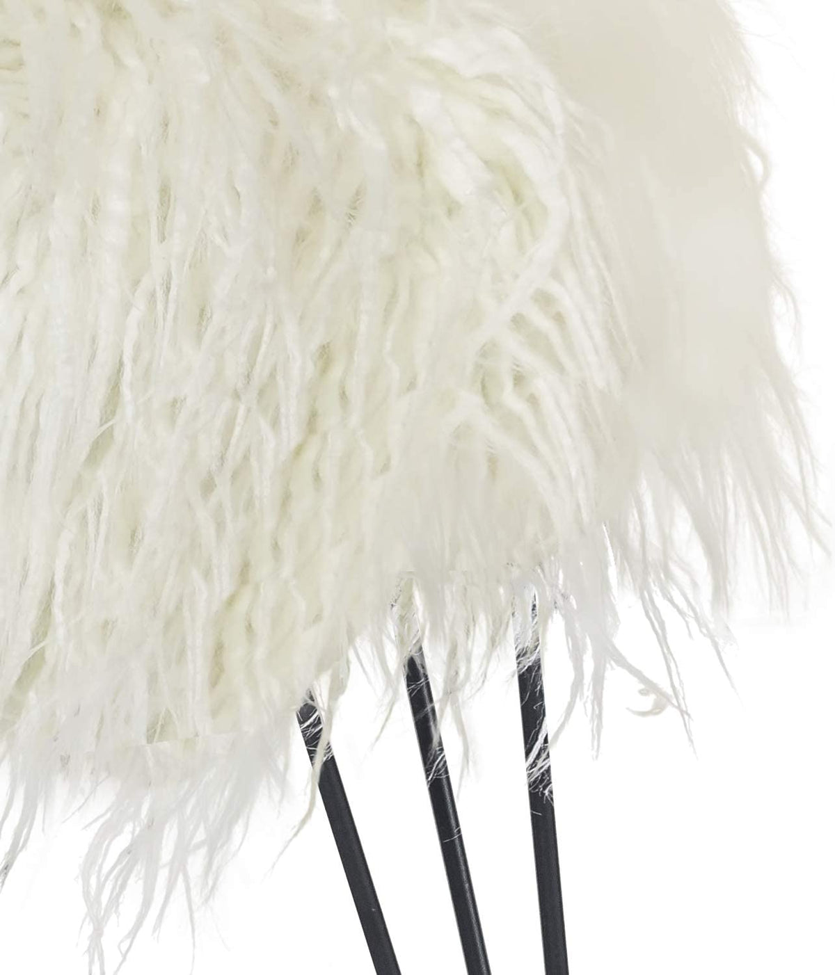 Faux Fur Ottoman Footrest with Metal Legs White B616847