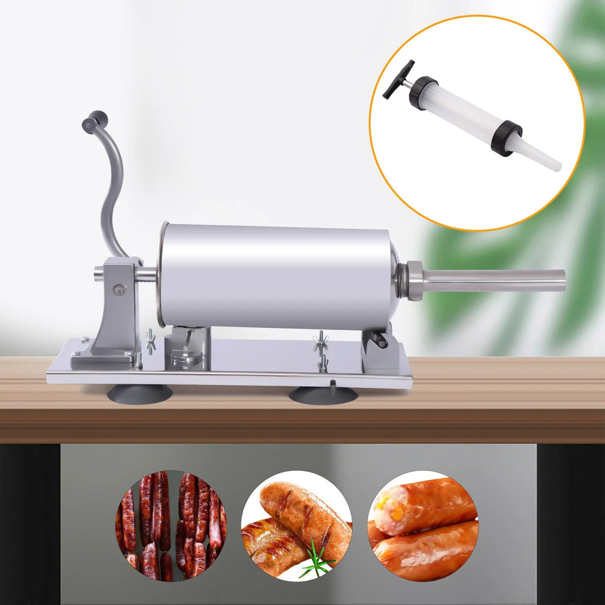 8LBS/4L Manual Stainless Steel Sausage Stuffer I35058