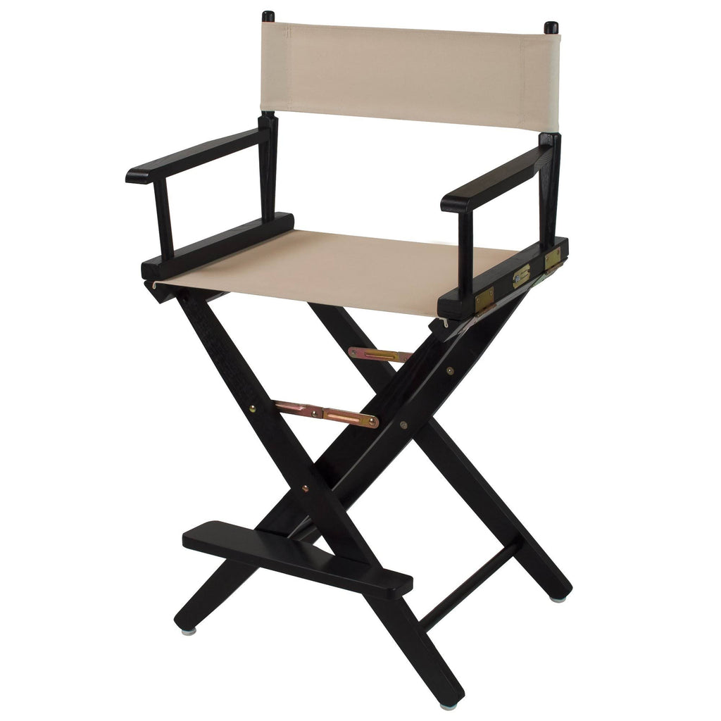 Extra-Wide 24 inch Directors Chair Black Frame Natural Color Cover L266