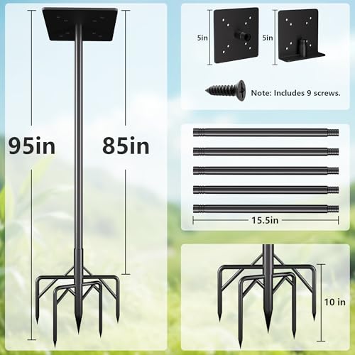 79 Inch Heavy Duty Bird Feeder Pole Kit with 5 Base Prongs D32511