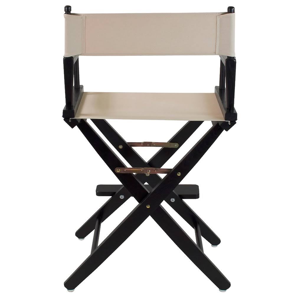 Extra-Wide 24 inch Directors Chair Black Frame Natural Color Cover L266
