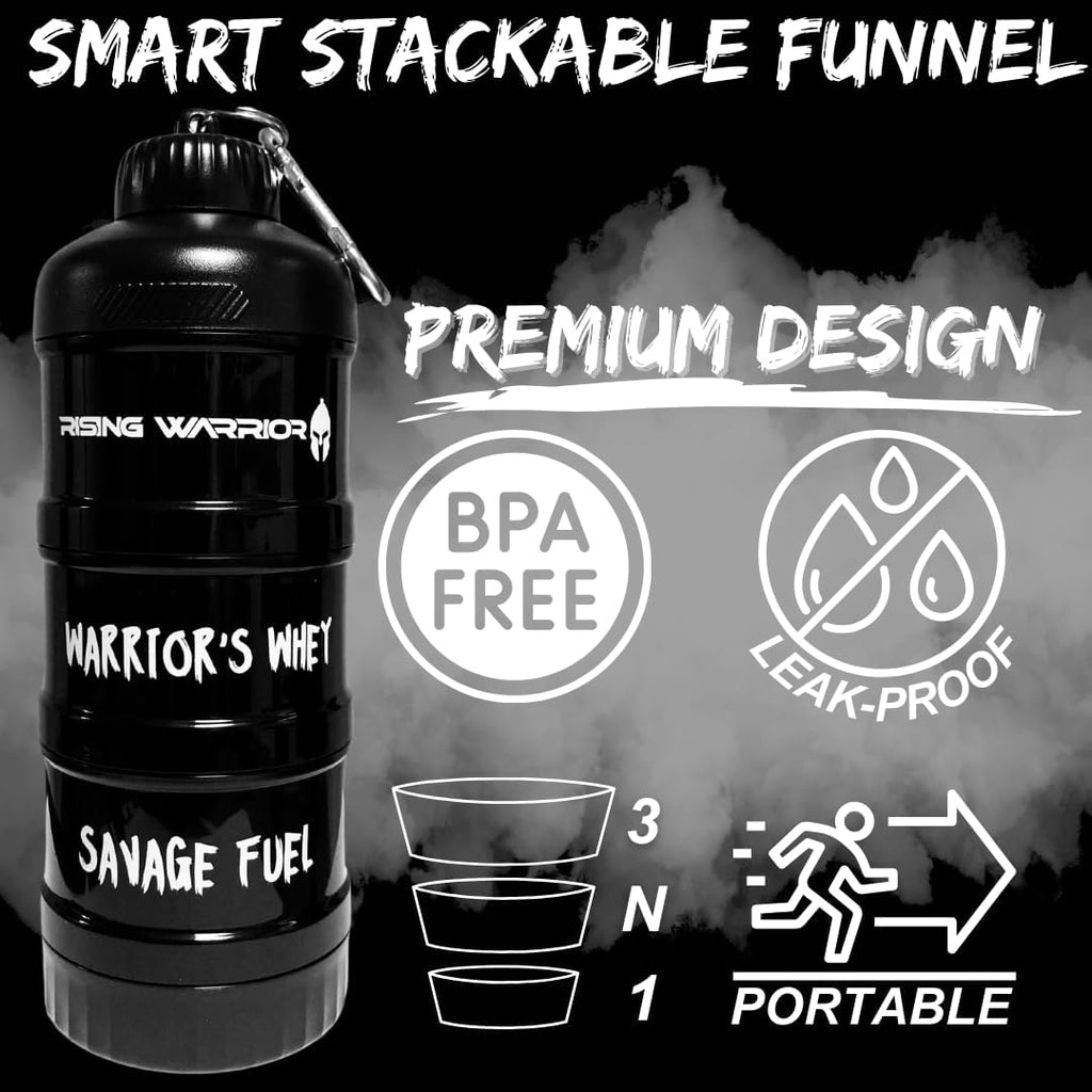 Portable Protein Powder Stackable Container with Top Cap Funnel D83817