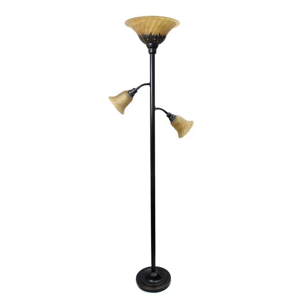 3 Light Floor Lamp with Scalloped Glass Shades N763