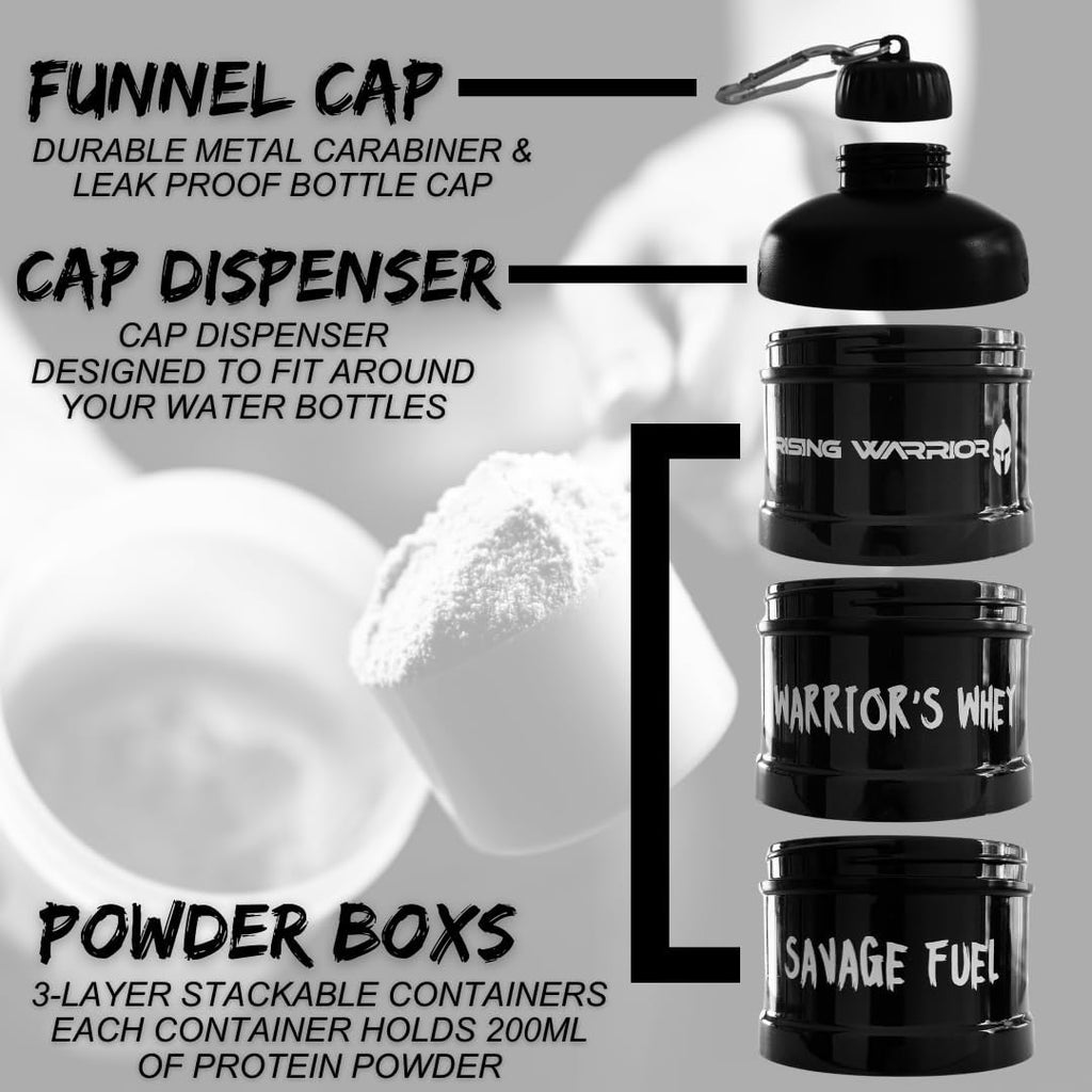 Portable Protein Powder Stackable Container with Top Cap Funnel D83817