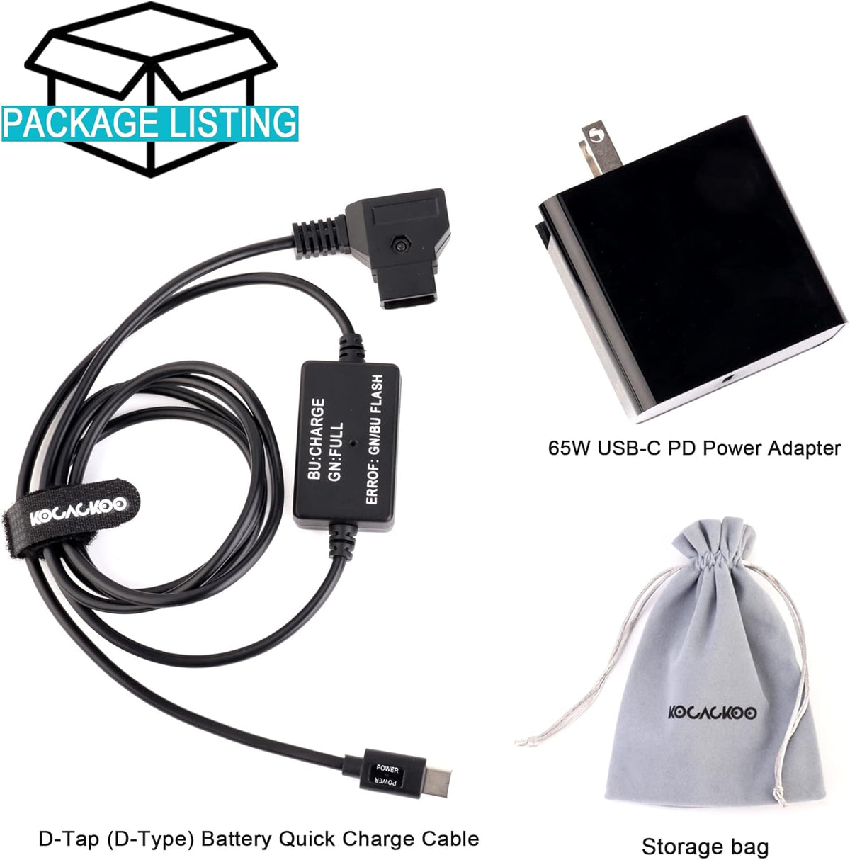 D-Tap Battery Quick Charge Power Adapter Kit for V-Mount Batteries Z214566