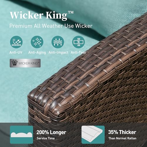 Brown Wicker Rattan 7 Pieces Patio Furniture Set with Cushion and Firepit Table V23945