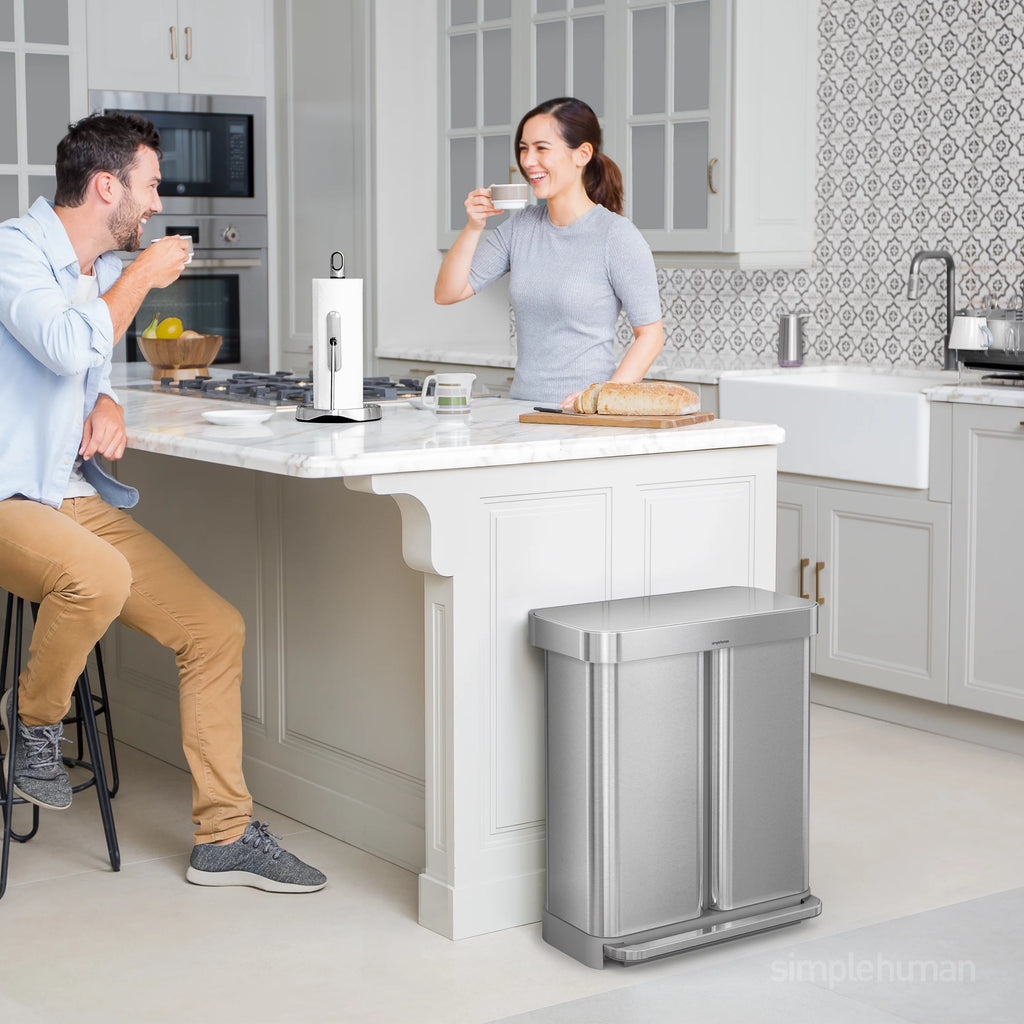 58 Liter Stainless Steel Dual Compartment Step Trash Can Y426
