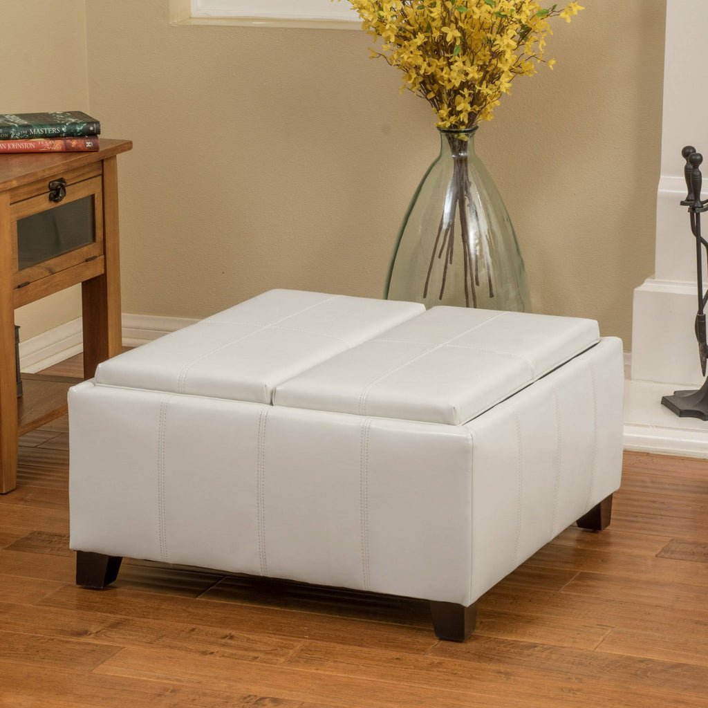 Red Leather Storage Ottoman W481853