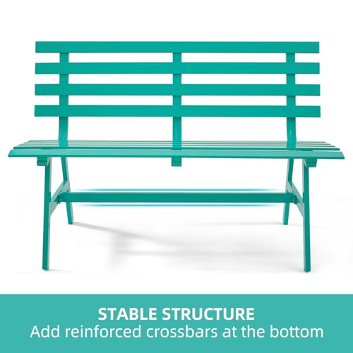 Blue Weatherproof Aluminum Outdoor Bench O371