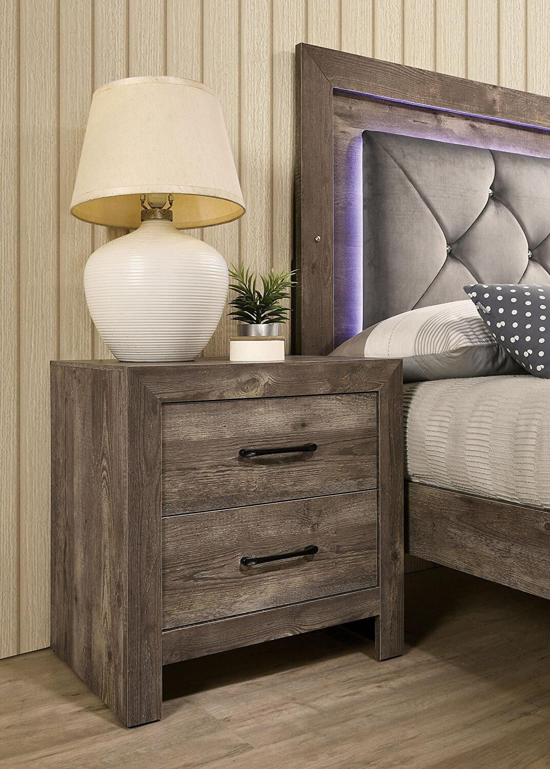 Natural Tone Wood Queen Bedroom Set 5pcs F802