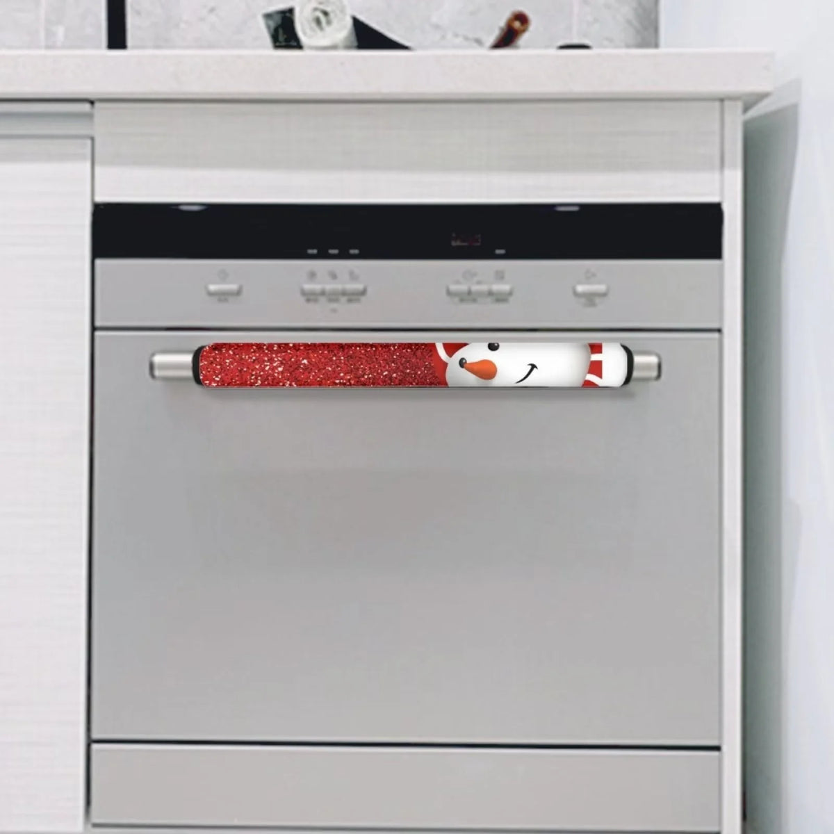 4 Pieces Snowman Refrigerator Door Handle Cover Washable Waterproof Red P3512