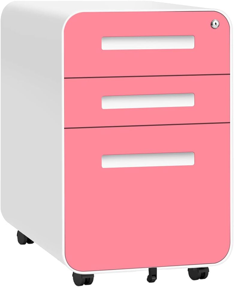 Blue 3 Drawer Locking Metal Rolling File Cabinet I840