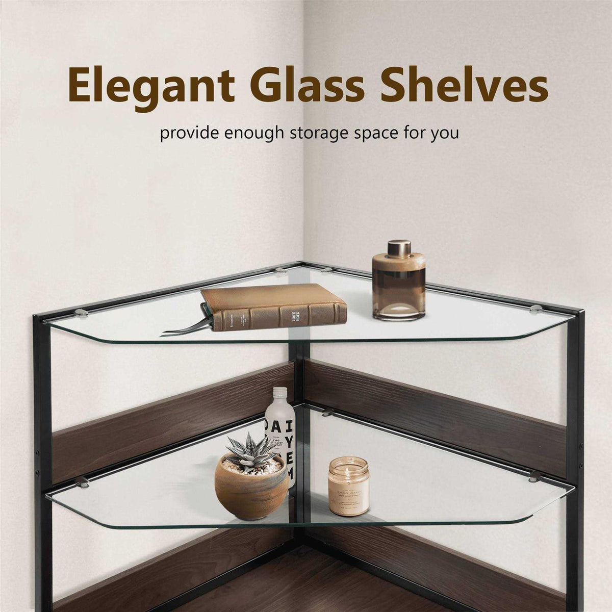 Corner Dog Crate Furniture with Glass Shelves A453711