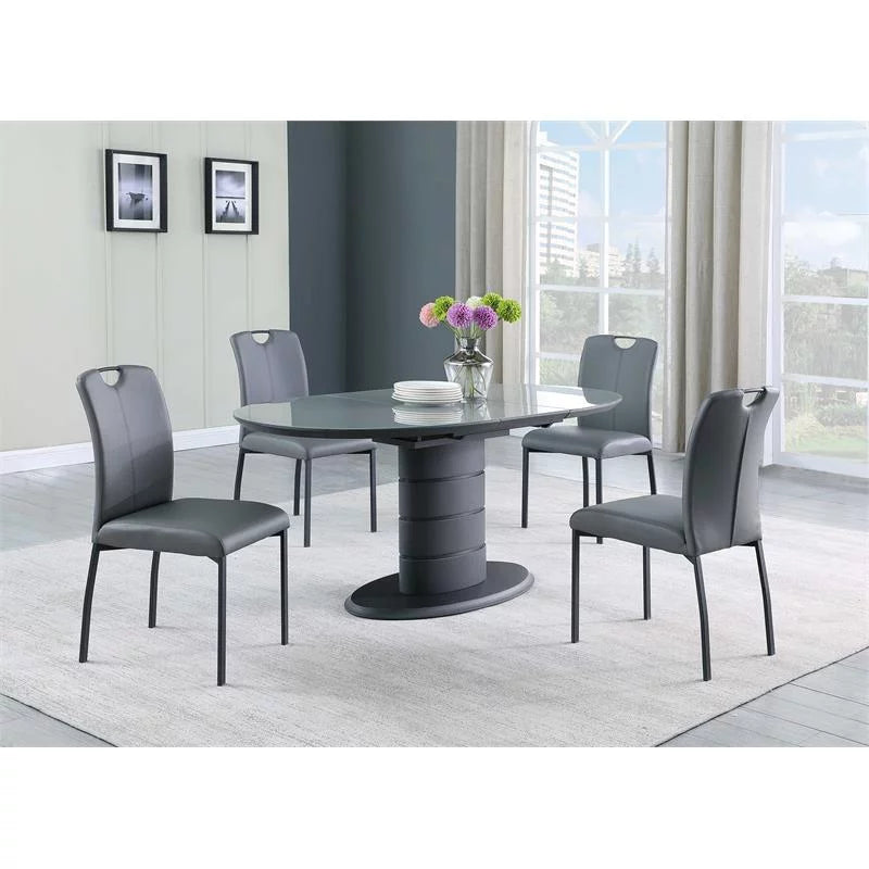 Matte Gray & Black Wood 5-PC Dining Set L17141