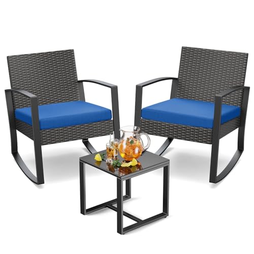3 Piece Wicker Patio Furniture Set with Table & Cushions I1874