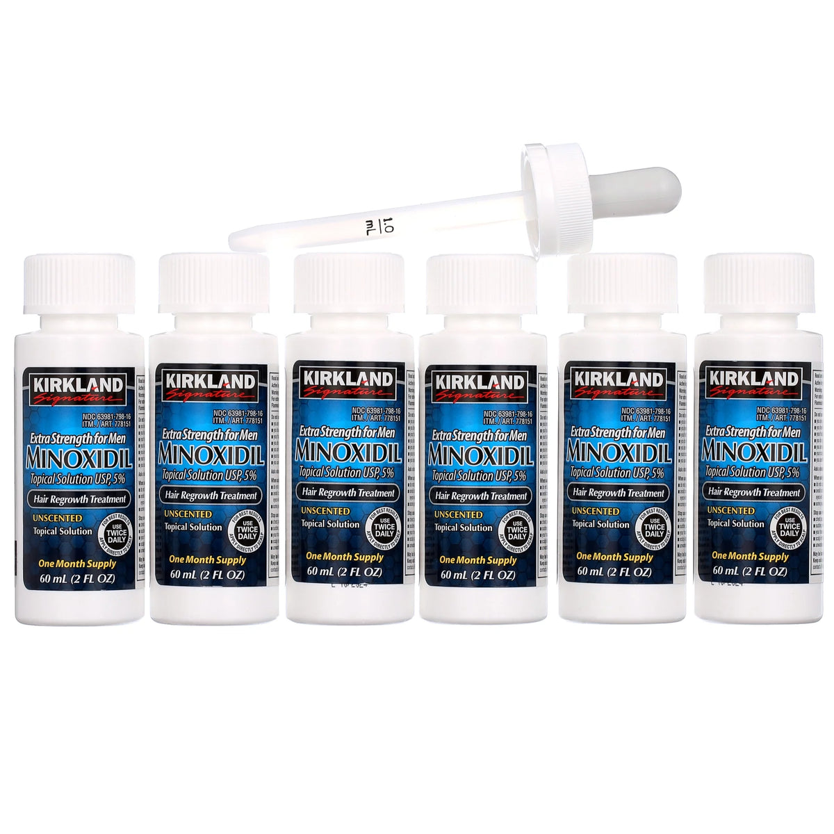 Extra Strength 5% Topical Solution Hair Loss & Regrowth Treatment for Men, 2 fl oz, 6 Piece K601468