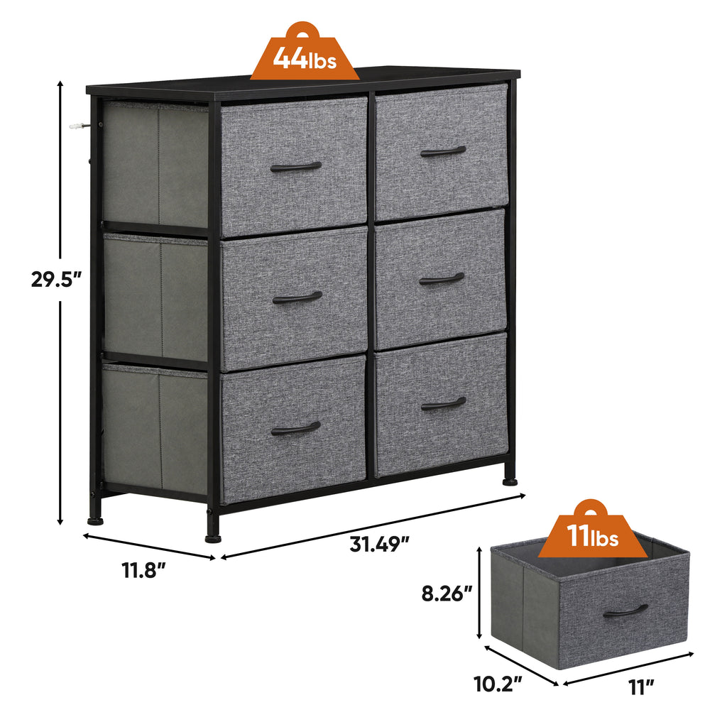 6 Drawer Fabric Storage Dresser W517