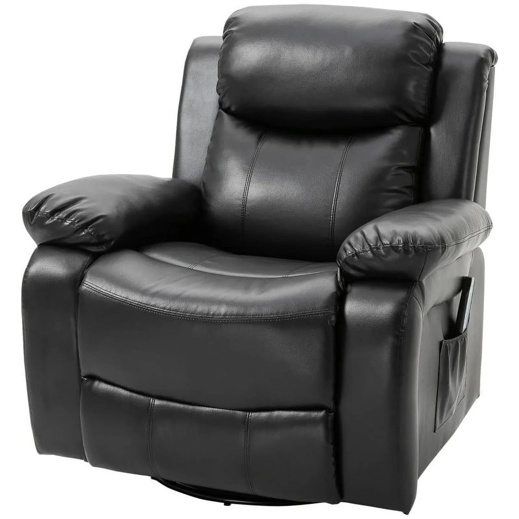 Black Faux Leather Remote Massage Recliner Chair with Footrest B84617