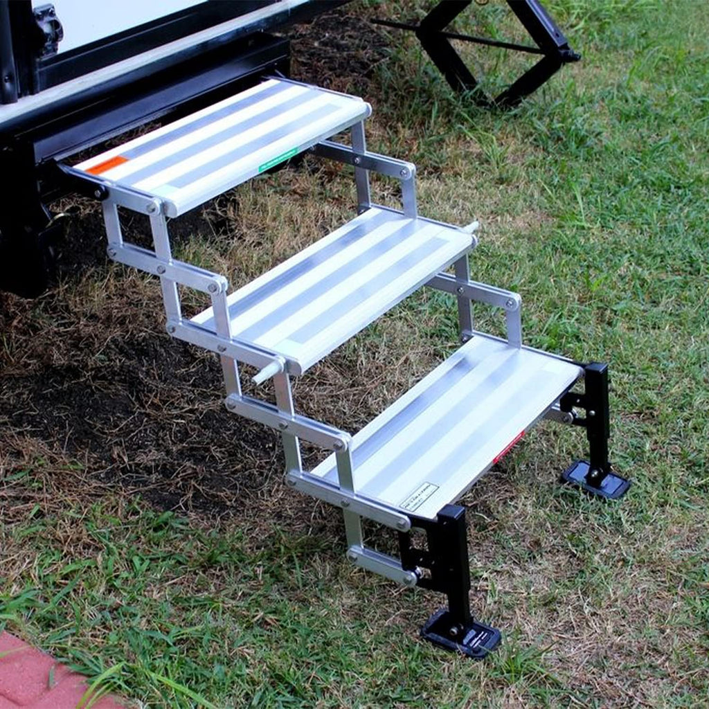 Silver Aluminum Bolt-On Folding Stairs with 3 Steps L38378