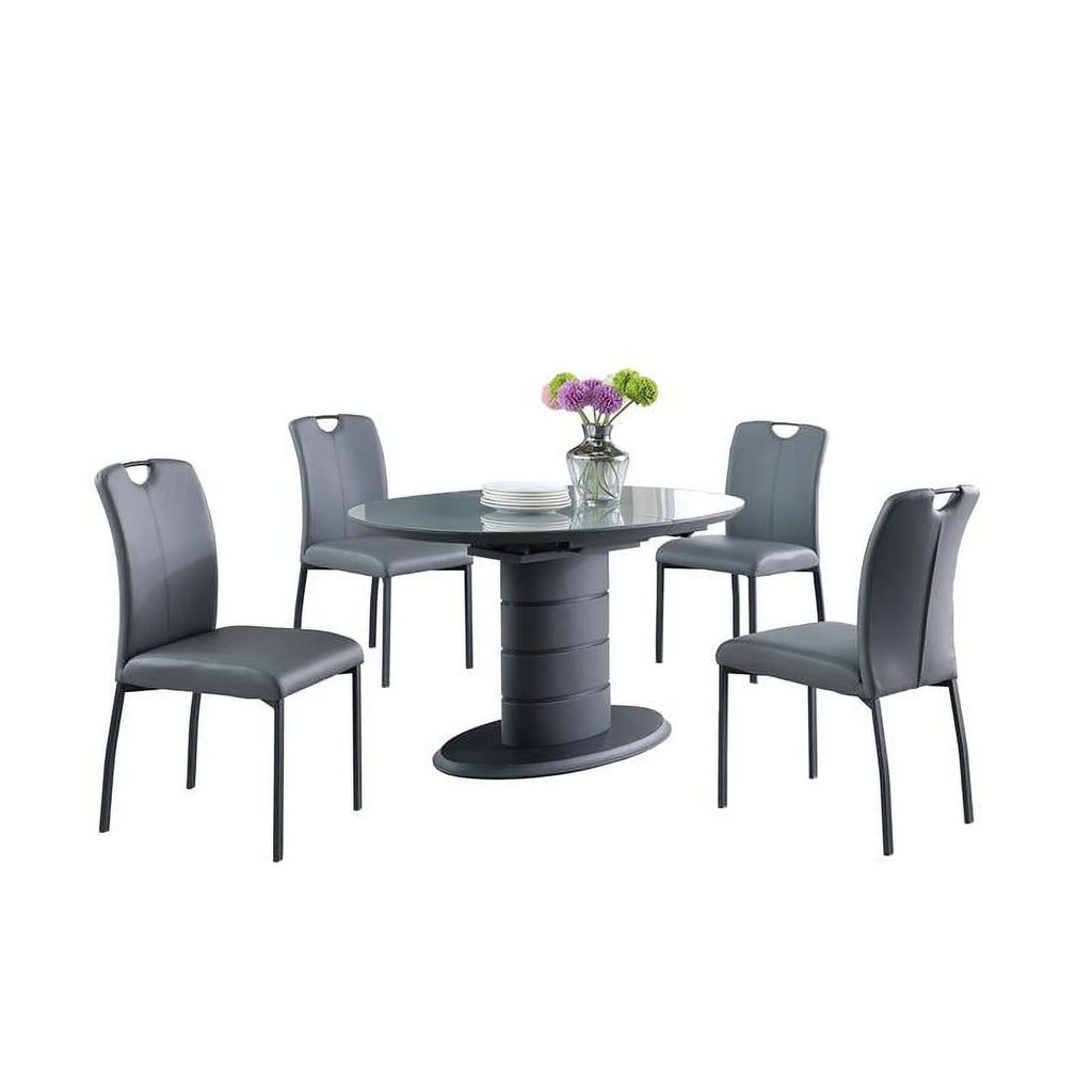 Matte Gray & Black Wood 5-PC Dining Set L17141