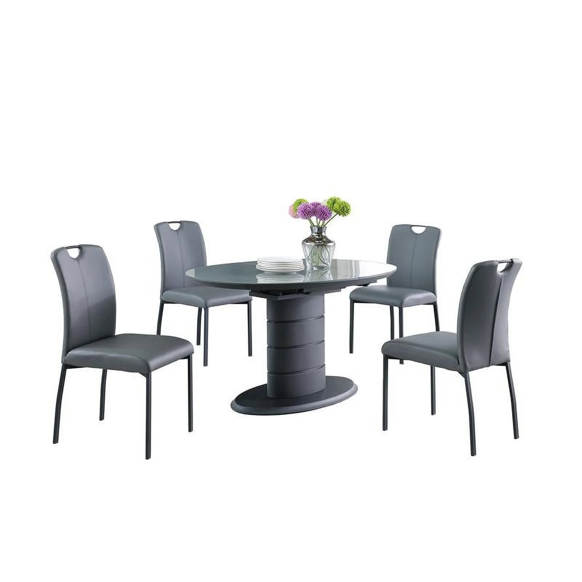 Matte Gray & Black Wood 5-PC Dining Set L17141