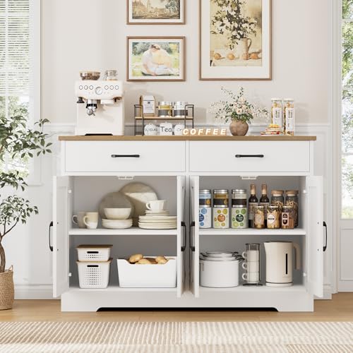 Black Rustic Brown Buffet Cabinet with Drawers and Shelves I28095