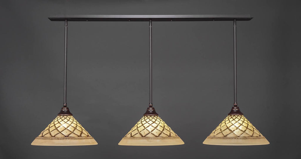 3-Light Pendant with Chocolate Icing Glass Shade A98875